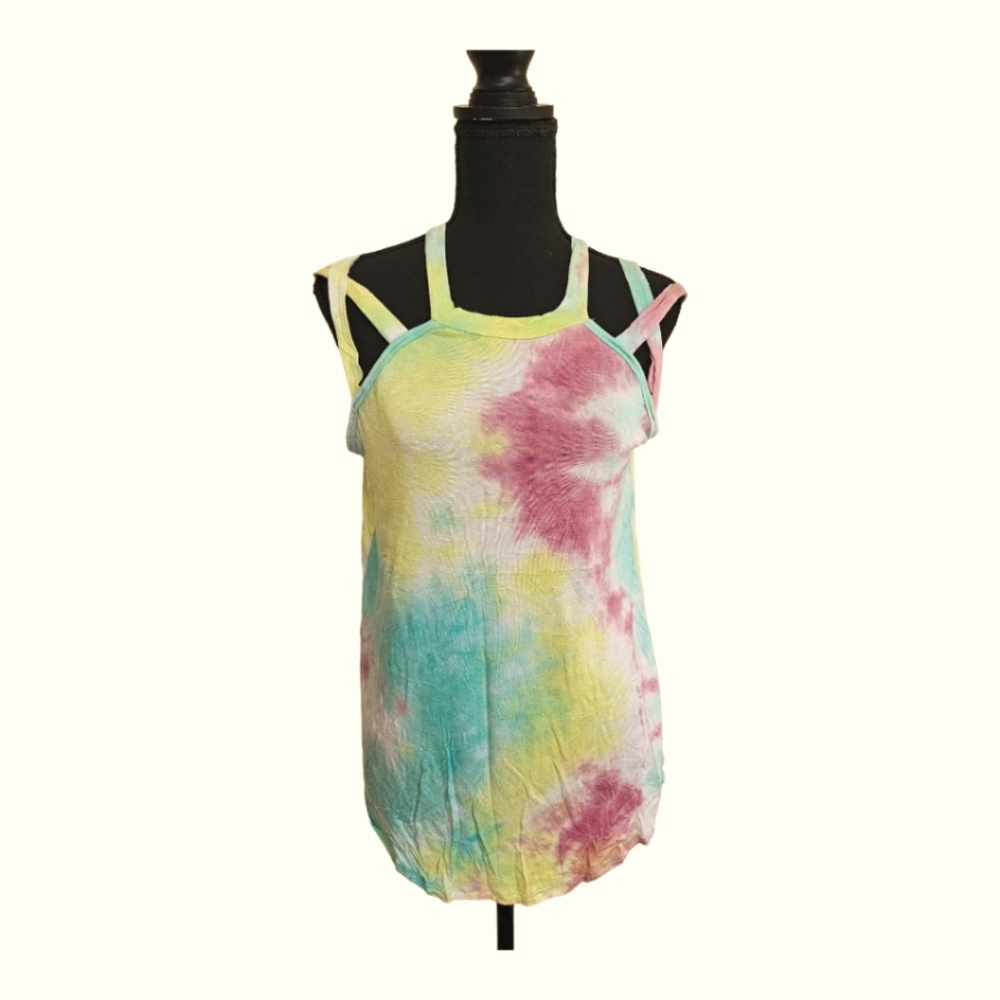 Magic Fit TIE DYE BACK Criss Cross Strap TANK TOP